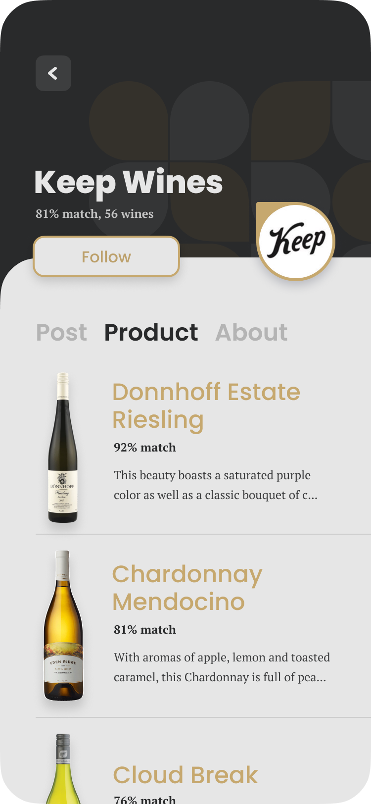 Winery Page – EXP – Product