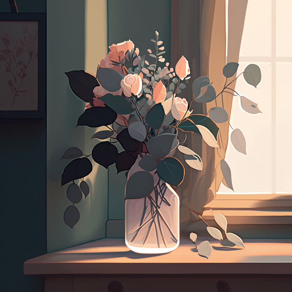 a_rose_bouquet_with_some_eucalyptus_in_a_vase_in_a_room_a__cdaf915a-a77e-43ae-9c0c-b20bdabb62e4